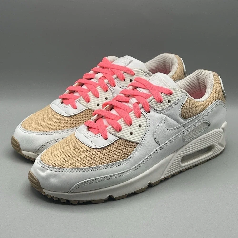 2020 Nike Air Max 90 White and Brown Burlap Retro‎ Shoes - Men's Size 9 USED
